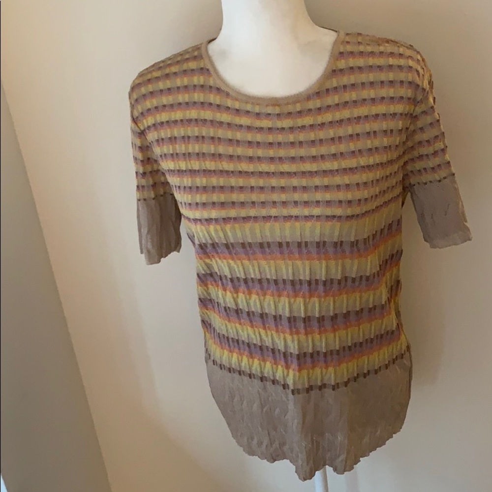 Missoni tan knit short sleeved striped top - Picture 3 of 16